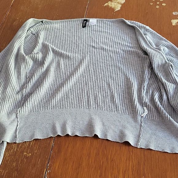 Divided Gray Ribbed Cardigan Sweater - Picture 5 of 7